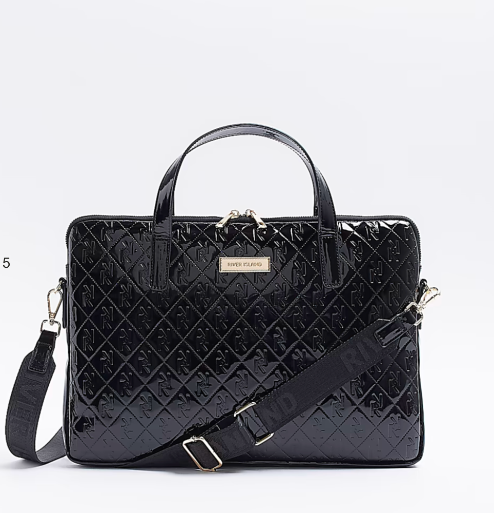 BLACK PATENT EMBOSSED LAPTOP BAG toylibrary.lk