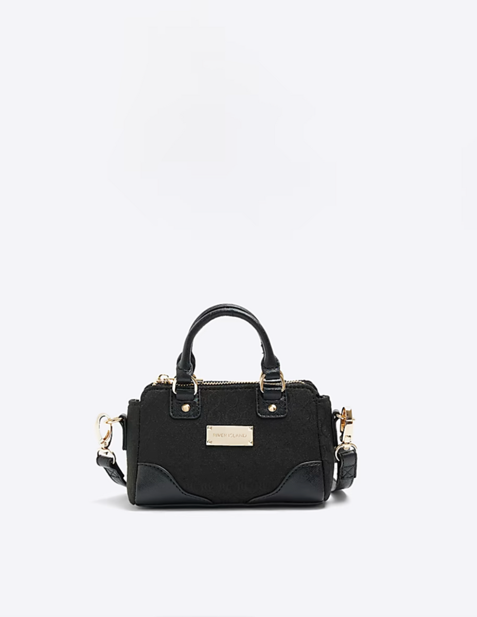 BLACK RI MONOGRAM MINI CROSS BODY BAG toylibrary.lk