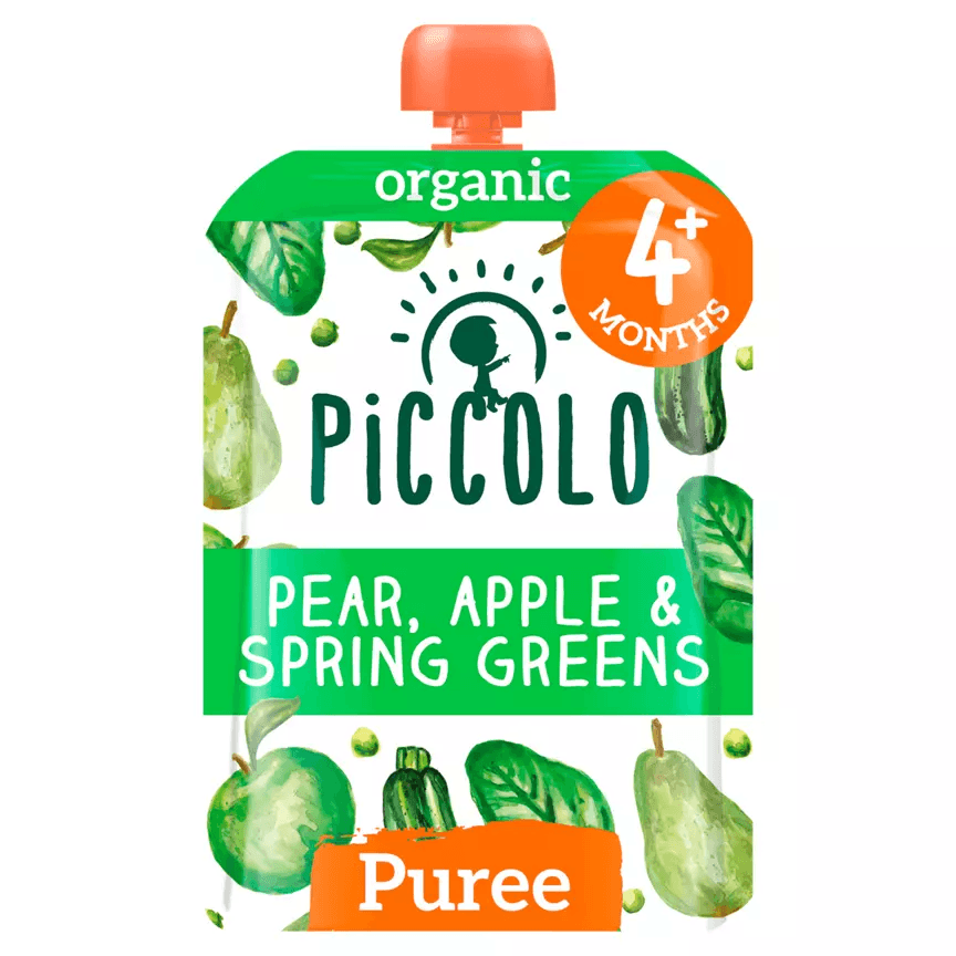 Piccolo Organic Pear, Apple Spring Greens Smooth 4+ Months
