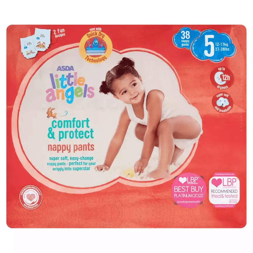 ASDA Little Angels Comfort & Protect Size 8 18kg+ 28 Nappy Pants - ASDA  Groceries