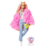 Barbie Extra Doll #3 - Pink Fluffy Coat with Unicorn Pig Pet - toylibrary.lk