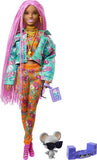 Extra Doll #10 in Floral-Print Jacket & Jogger Set with DJ Mouse Pet - toylibrary.lk