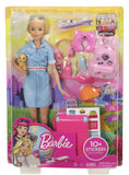 Barbie Travel Doll - Blonde Doll with Puppy & Opening Pink Suitcase - toylibrary.lk