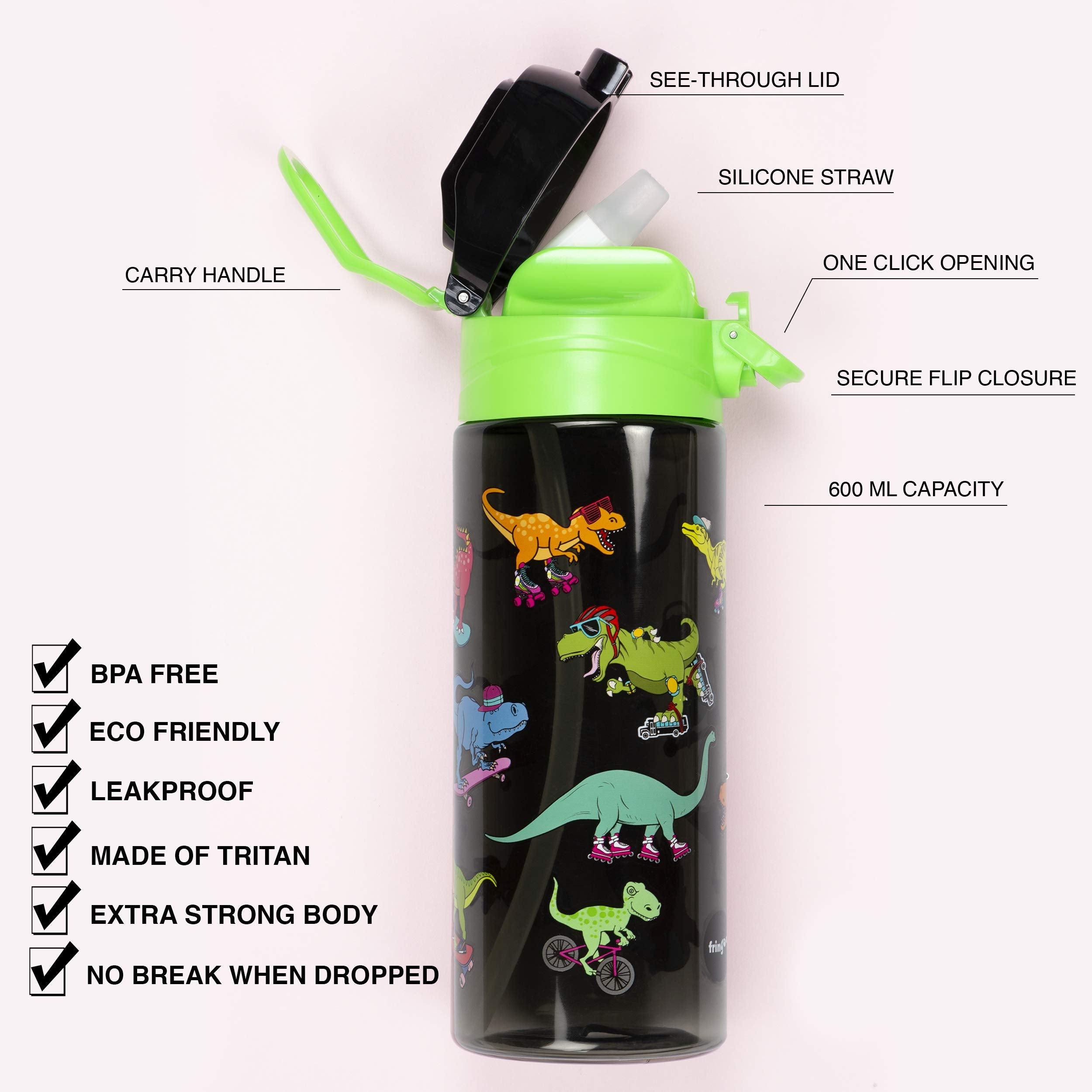 Kids Water Bottle with Straw Leakproof BPA Free Travel Drink Bottle 600 ml