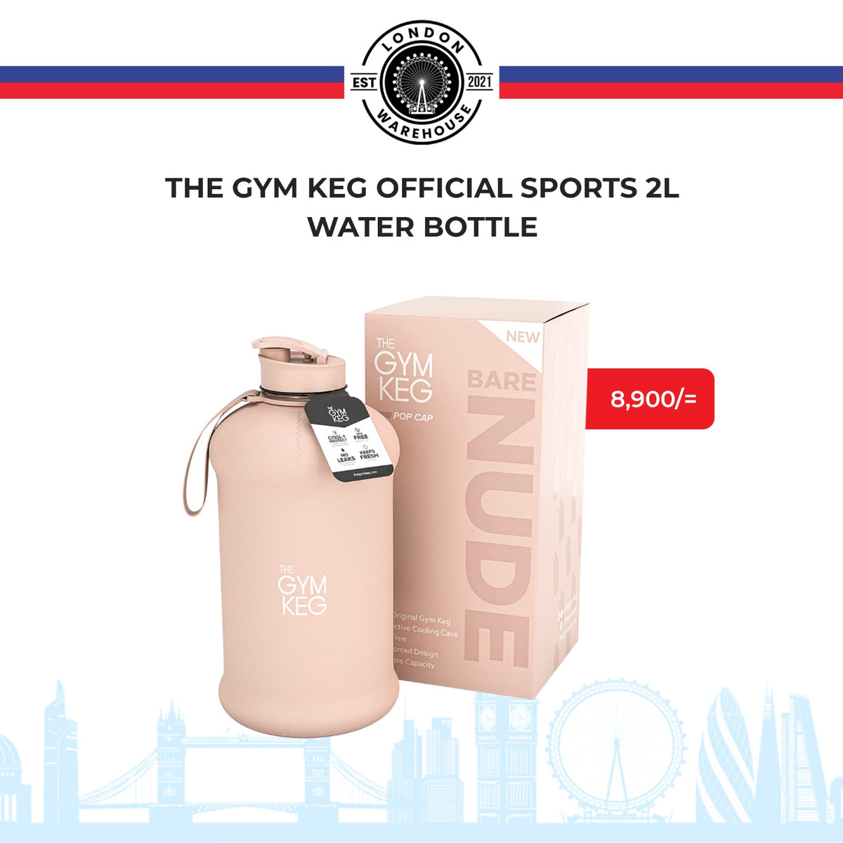 THE GYM KEG 2.2L Sports Water Bottle - Black