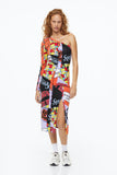 Patterned one-shoulder dress