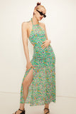 Open-backed chiffon dress