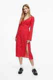 Button-front crêpe dress