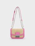 Charlot Raffia Chain Strap Bag - Pink