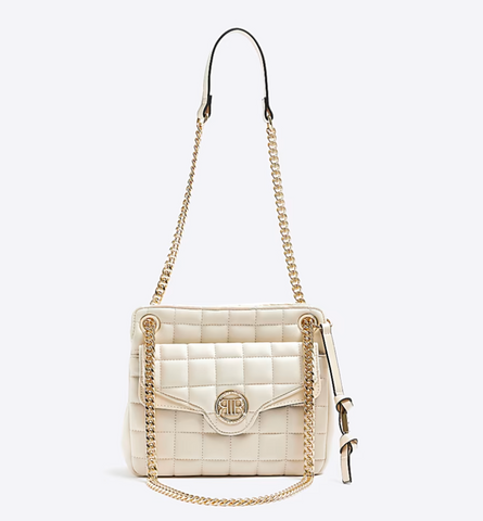 CREAM QUILTED CHAIN STRAP SHOULDER BAG