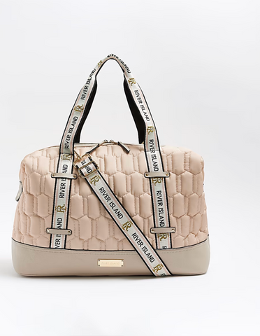 BEIGE QUILTED TRAVEL BAG