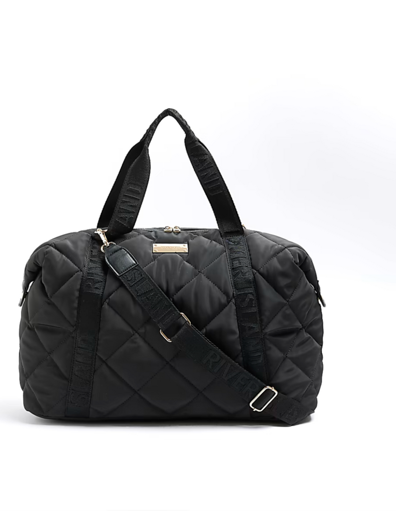 BLACK QUILTED WEBBING TRAVEL BAG toylibrary.lk