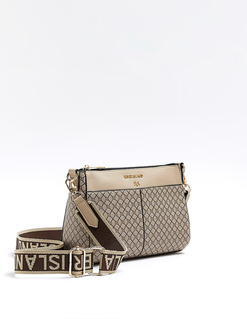 Beige ri monogram cross body bag hotsell