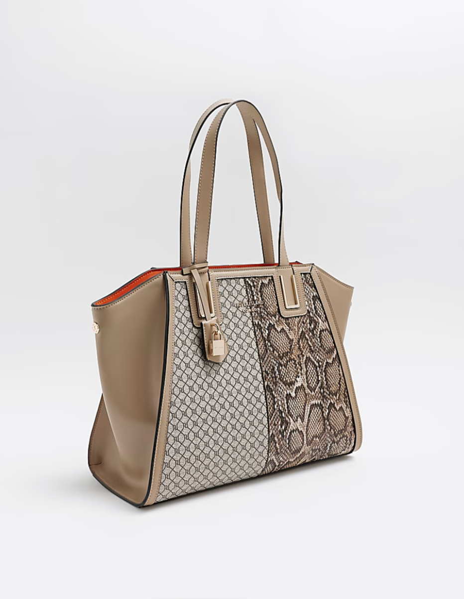 Beige snake print bag best sale