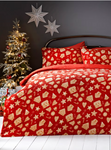 Red Gingerbread House Fleece Duvet Cover - Single