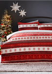 Red Fair Isle Print Fleece Duvet Cover - Single