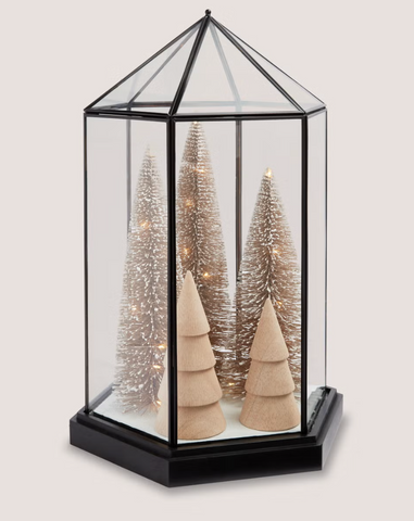 Hexagonal LED Tree Christmas Greenhouse Lantern (28cm x 24cm x 43cm)