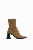 SPLIT SUEDE HEELED ANKLE BOOTS