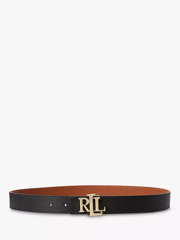 Ralph Lauren Casual Leather Dress Belt, Black/Tan