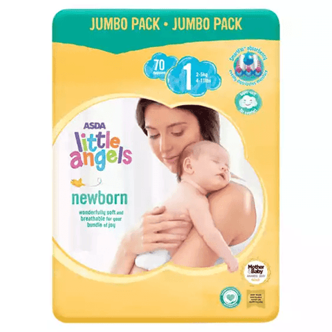 ASDA Little Angels Newborn Size 1 Nappies Jumbo Pack - toylibrary.lk