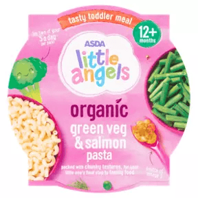 ASDA Little Angels Organic Green Veg & Salmon Pasta 12+ Months - toylibrary.lk