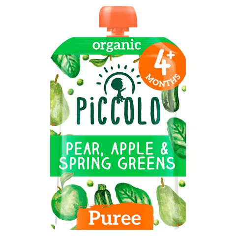 Piccolo Organic Pear, Apple & Spring Greens Smooth 4+ Months - toylibrary.lk