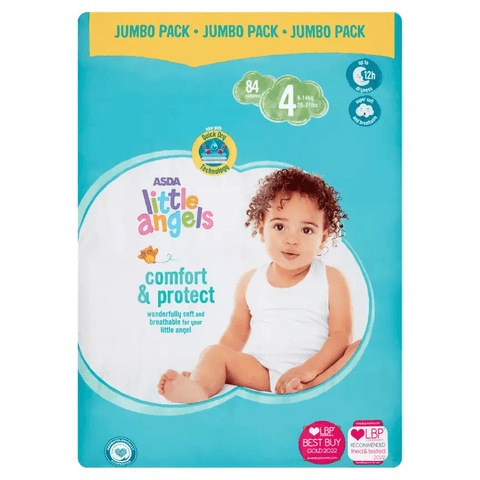 ASDA Little Angels Comfort & Protect 4 Jumbo Pack 84 Nappies - toylibrary.lk