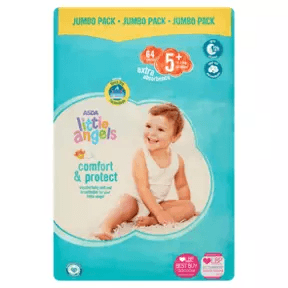 ASDA Little Angels Comfort & Protect 5+ Jumbo Pack 64 Nappies - toylibrary.lk