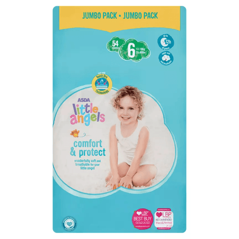 ASDA Little Angels Comfort & Protect 6 Jumbo Pack 54 Nappies - toylibrary.lk