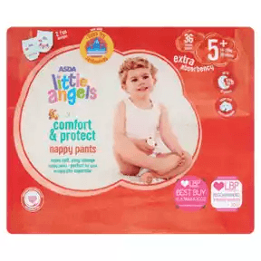 ASDA Little Angels Comfort & Protect 5+ 36 Nappy Pants - toylibrary.lk