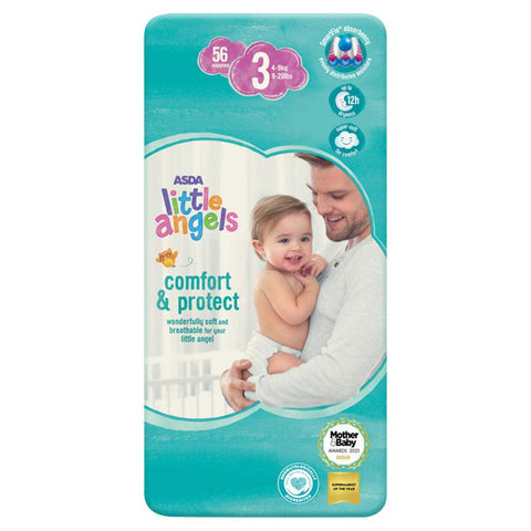 ASDA Little Angels Comfort & Protect Size 3 Nappies – 56pk - toylibrary.lk