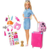 Barbie Travel Doll - Blonde Doll with Puppy & Opening Pink Suitcase - toylibrary.lk