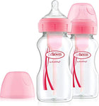 Natural Flow Options+ Anti-Colic Wide Neck Baby Bottles, 270ml Pink Twin Pack - toylibrary.lk
