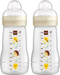 Active Water Bottle Set of 2 (270 ml), Baby Drinking Bottle with MAM Teat Size 1, Made of SkinSoft Silicone - toylibrary.lk