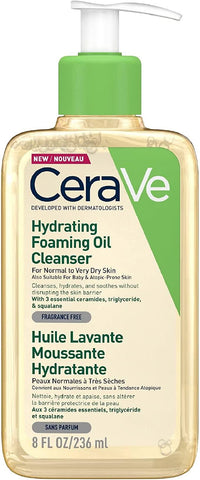 CeraVe Hydrating Foaming Oil Cleanser 236ml for Normal to Very Dry Skin with Squalane, Triglyceride and 3 Essential Ceramides (For Face and Body) - toylibrary.lk