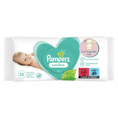 Pampers Sensitive Baby Wipes, 52 Wipes