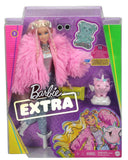 Barbie Extra Doll #3 - Pink Fluffy Coat with Unicorn Pig Pet - toylibrary.lk
