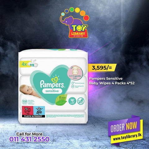 Pampers Sensitive Fragrance-Free Baby Wipes, 4 x 52each - toylibrary.lk