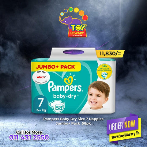 Pampers Baby-Dry Size 7 Nappies 58 Jumbo Pack - toylibrary.lk