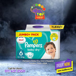 Pampers Baby-Dry Size 6, 62 Nappies, 13-18 kg, Jumbo+ Pack, Air Channels for Breathable Dryness Overnight - toylibrary.lk