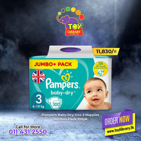 Pampers Baby-Dry Size 3 Nappies Jumbo+ Pack  100pk - toylibrary.lk