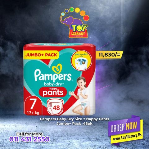 Pampers Baby-Dry Size 7 Nappy Pants Jumbo+ Pack  48pk - toylibrary.lk