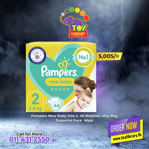 Pampers New Baby Size 2, 46 Nappies, 4kg-8kg, Essential Pack  46pk - toylibrary.lk