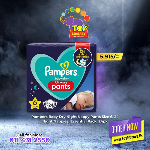 Pampers Baby-Dry Night Nappy Pants Size 6, 24 Night Nappies, Essential Pack  24pk - toylibrary.lk