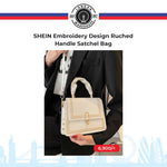 SHEIN Embroidery Design Ruched Handle Satchel Bag - toylibrary.lk