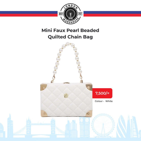 Mini Faux Pearl Beaded Quilted Chain Bag - toylibrary.lk