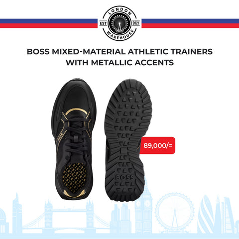MIXED-MATERIAL ATHLETIC TRAINERS WITH METALLIC ACCENTS