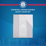 Charcoal Striped Double Duvet Cover Set