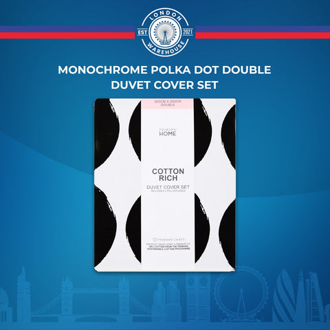 Monochrome Polka Dot Double Duvet Cover Set
