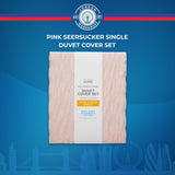 Pink Seersucker Single Duvet Cover Set